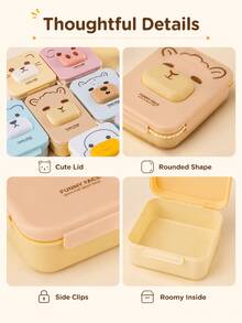 Cartoon Animal Compartment Lunch Box, PP Plastic, Lightweight And Airtight, Portable Size, Microwave , Ideal For Students Commuting, Picnics, Spring Outings, And Holiday Meal Preparation.University Essentials - Multicolor - View 7