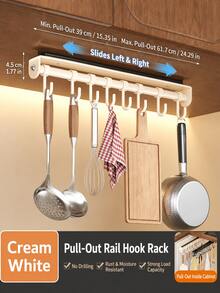 Expandable Rail Hook Rack, Kitchen Utensil Storage Rack, Coat & Hat Hanging Rack (No-Drill Under-Cabinet Hanging Organizer With Sliding Hooks, Rust-Proof Kitchen Utensil Rack, Suitable For Cabinets, Wardrobes, Balconies And Entryways) - View 11