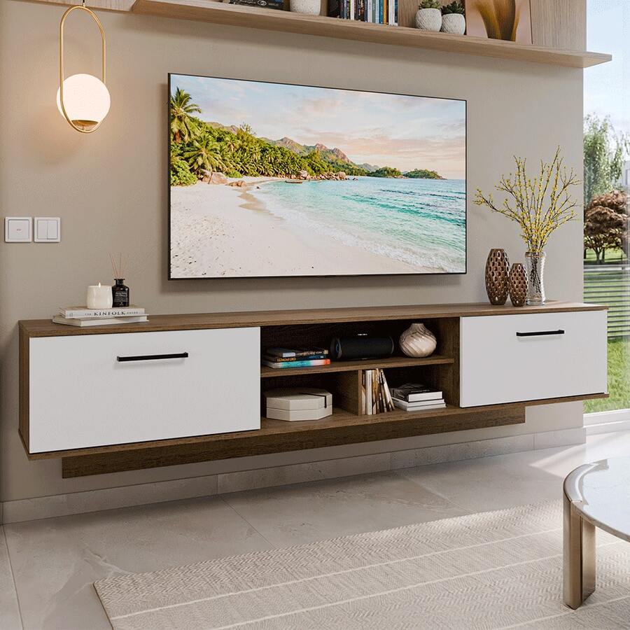 Madesa Agata TV Stand Rack With 2 Doors, Up To 80cm - Multicolor - View 1