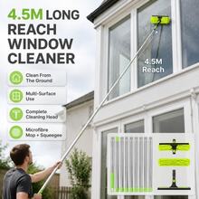 4.5M Telescopic Window Cleaning Kit – Extendable Long Reach Squeegee For High Windows, Solar Panels & Car Windscreen (UK) - A - View 1