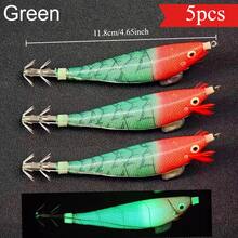 Avlcoaky 5pcs Horizontal Squid Jig Egi Set 11.8cm Luminous Wood Shrimp Fishing Lures UV Sea Cuttlefish Octopus Saltwater Shrimp Jigs - Multicolor - View 13