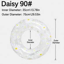 Inflatable Daisy Swim Ring, PVC Material Inflatable Pool Float, Pool Tube, Adult Beach Swimming Party Float, Summer Beach Bachelor Party Pool Party Supplies - White - View 7