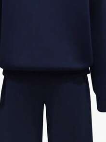 Youth Girl Digital Pattern Embroidered Half-Zip Stand Collar Sweatshirt And Pants - Royal Blue - View 5