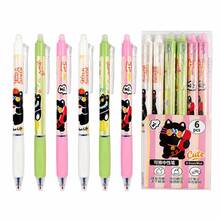 6/12pcs Black Cat Design Retractable 0.5Mm Erasable Gel Pens,Blue Ink,Comfortable Grip, Quick-Drying,Back To School Supplies Essentials - Multicolor - View 7