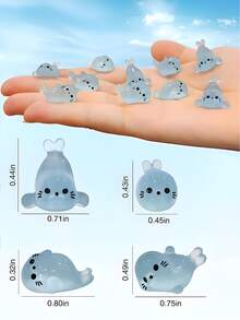 100/50/20/10/1pc Mini Blue Seal Resin Model, Glow-In-The-Dark Ocean Style, Cute Small Gift, Suitable For DIY Garden Decor, Fish Tank Accessories, Car Ornament, Desk Decoration, Birthday Party Decoration - Multicolor - View 8