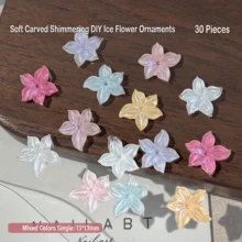 30pcs Mixed Mini Ice Crystal Glitter Flower Nail Art Charms,3D Soft Carved Pink Blue Purple Five Petal Nail Rhinestones,DIY Summer Colorful Cherry Blossoms Nail Decor - Multicolor - View 12