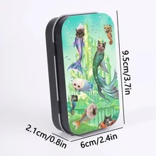 1個錫製小金屬盒，附蓋金屬盒，印有貓咪抓魚圖案，便攜收納盒，居家裝飾，節日禮物 - 查看 6