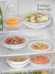 300PCS Disposable Elastic Bowl Covers, Stretch Food Covers For Plates, Bowls, Fruits, Salads And Leftovers, Clear Plastic Wrap Covers, Kitchen Storage Covers, Food Packaging Covers For Home, Picnic, Party And Daily Use - View 8