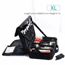 Large Capacity Professional Makeup Case, Connectable To Rolling Luggage, Multi-Functional Single/Double Shoulder Makeup Artist Cosmetic Storage Box, Beauty And Nail Storage Box - Black - View 11