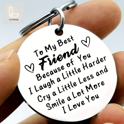 1pc Best Friend Engraved Stainless Steel Keychain, Sweet Heart Pattern Friendship Tag For Car Keys Backpack, Sentimental Non-Custom Gift For BFF Bestie Soul Sister, Ideal For Birthday Christmas Galentine's Day Graduation & Long Distance Friendship