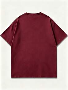 UFO Alien Double Sided Print Graphic Tee, Oversized Y2K Street Style Summer Outfit For Men, Independence Day - 勃根地色 - 查看 4