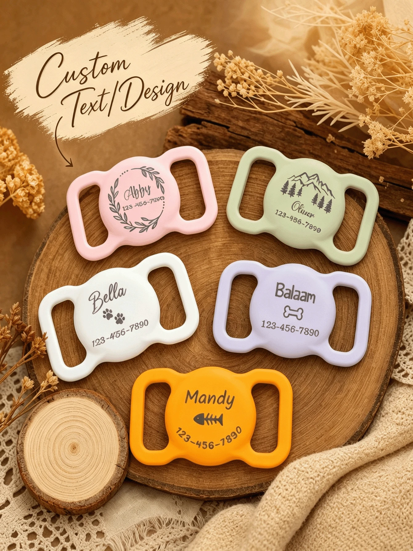 Personalized Pet Apple AirTag Holder For Dog Collar, Engraved Silicone AirTag Case, Dog Collar AirTag Cover, Pet ID Tag Holder, AirTag Dog Tag Accessory - Multicolor 1 - View 1