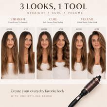 3-In-1 Electric Hair Styling Brush, Straightener, Curler And Volumizing Round Brush, Convenient Styling Tool For Smooth And Bouncy Hairstyles, Essential For Women's Travel - Black - View 10