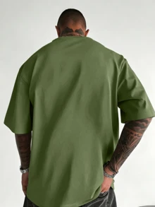 Double Sided Print Alien UFO Graphic Tee, Oversized Y2K Urban Fashion Graphic Tee For Men, 4th Of July Father Day - 綠色 - 查看 3