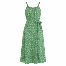 Women's Long Strap Dress | Crepe With Elastec L Flower I Off The Shoulder. - 橄欖綠 - 查看 4