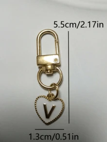 1組 A-Z字母心形鑰匙圈，合金時尚吊飾鑰匙圈，個性化字母鑰匙圈，適用於背包、錢包、耳機收納盒，適合送給朋友、家人與情侶的理想禮物，開學季禮物 - 多色 - 查看 6