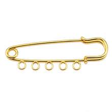 5/10/20/30/40/50/100 Pcs Gold Safety Pin Brooches With 5 Hanging Loops, 50mm DIY Charm Connector Pins For Jewelry Making, Crafts, Scarves And Sweaters - Gold - View 7