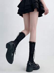 1/2/4/5/6 Pairs Spring/Summer Thin Sweet Versatile Ballet Style Bow Hollow Out Slouch Socks - Multicolor - View 5