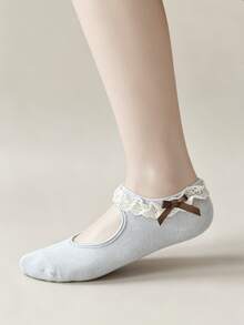 1/5 Pairs Summer Sweet Versatile Lace Trim Bow Boat Socks (Socks Without Board) - Multicolor - View 8