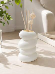 1pc Ins Cream 4-Layer Spiral Pebble Matte White Reed Diffuser Bottle, Abstract Stacked Stone Sculpture, Dual Use For Reed Sticks & Dried Florals, Soft Aroma Decor For Bedroom Nightstand Bathroom Sink Living Room Sideboard Airbnb - Four-egg Aromatherapy Bottle - View 8
