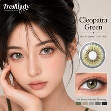 FRESH LADY 1 Pair Colored Contact Lenses, Green Eyes Cosmetic Lenses, Pupil Eye Makeup Contacts Lens, All Day Wear For Daily Use, Dating, Work, Yearly Or 6-Month Use, 14.2mm - Green - View 2