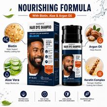 Men's Instant Black Beard Dye Shampoo - 5 Min Fast Acting, Keratin Power Complex, Covers Gray, Natural Look, Long Lasting - Black - View 4