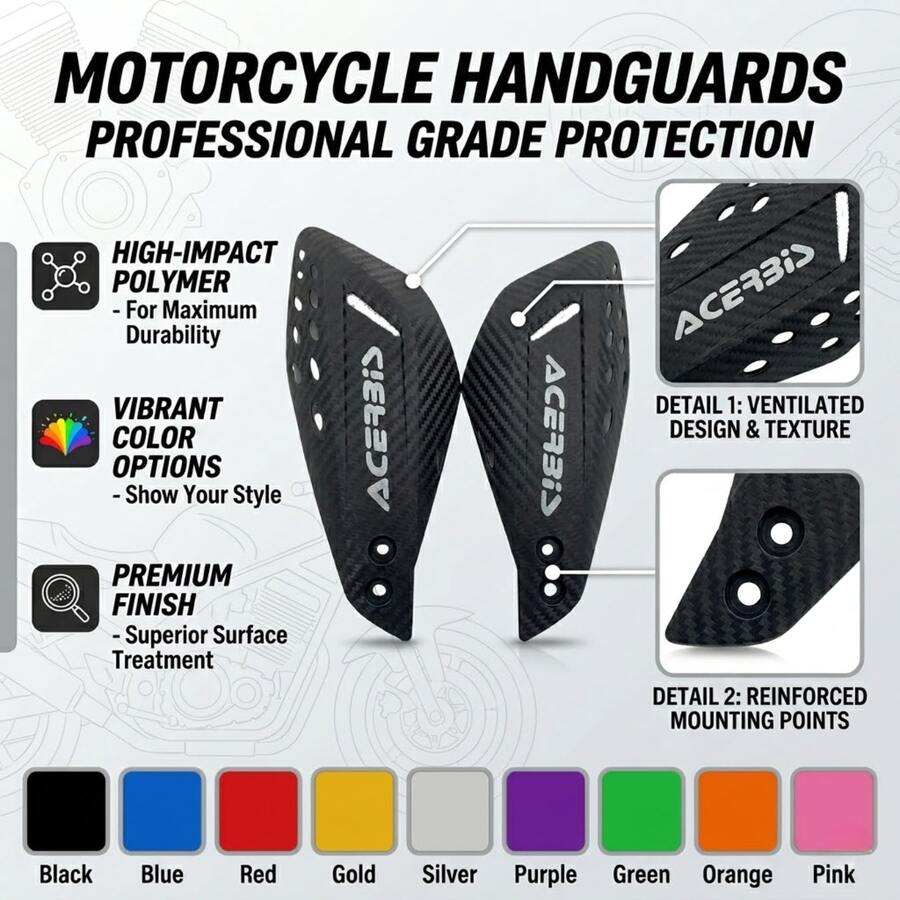 Universal Off-Road Motorcycle Handguards, Carbon Fiber Appearance Handlebar Covers, Windproof & Anti-Fall Protection, Suitable For Off-Road Motorcycles, ATVs, Mountain Bikes Modification Accessories - A - View 1