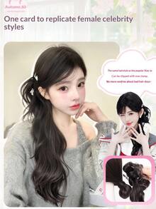 Synthetic Wig Ponytail Extensions Wig Claw Clip Natural Wave Ponytail Hairpieces With Hair Scrunchie For Women Daily UseHairPins, Halloween - Multicolor - View 8