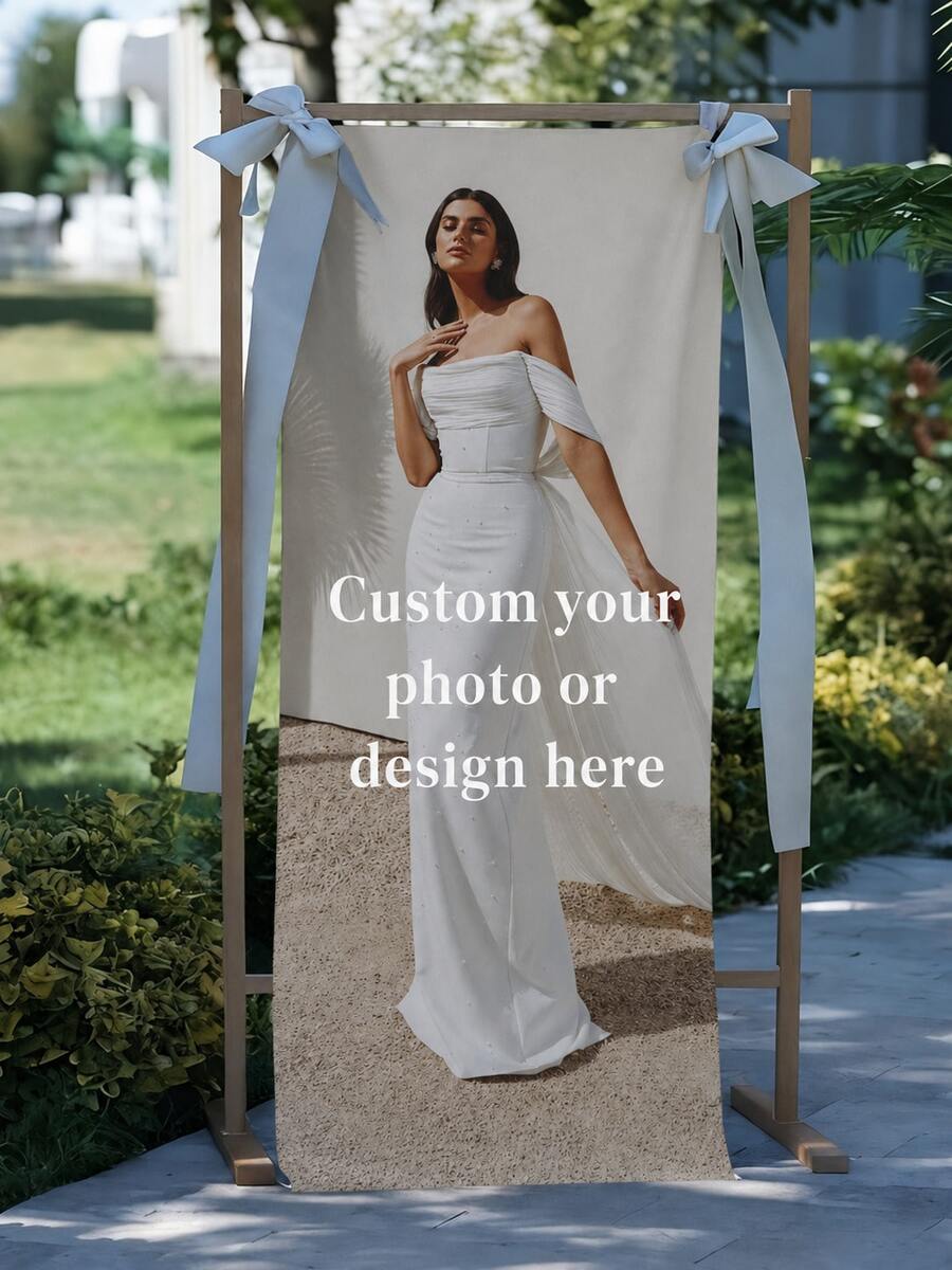 1pc Customizable Multi-Size Welcome Banner - Personalized Name/Date/Text, Event Decor, Create Festive Atmosphere, Easy To Set Up, Durable Banner Fabric, Perfect For Weddings, Birthdays, Baby Showers And Various Occasions, Suitable For Pregnant Women - Multicolor - View 1