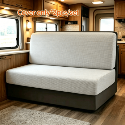 2pcs/Set Solid Color RV Dinette Cushions Covers All Seasons Dust-Proof Couch Seat Slipcover Hotel Booth Seat Covers Outdoor RV Camper Car Backrest Covers