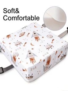 1pc Portable Kids Booster Seat Cushion, Cartoon Print Thick Toddler Dining Booster Seat Pad With Anti-Slip Straps, Soft Thickened Printed Chair Pad, Suitable For Dining And Learning Desk - Multicolor - View 9