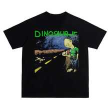 Dinosaur Jr. Rock Band Short-Sleeved T-Shirt With Dinosaur Print, American Heavy Hip Hop Style, For Men And Women - 黑色 - 查看 1
