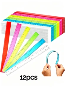 6/12/18 pezzi Righelli in plastica da 12 pollici - Righelli flessibili trasparenti multicolore con marcature in centimetri e pollici, adatti per aula, ufficio, regali per insegnanti e studenti per il ritorno a scuola - Righello colorato - Visualizzare 7