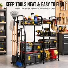 Utility Storage Rack– Garage Organizer With Elastic Rope & Wire Mesh, Heavy Duty Storage Shelf For Tools, Sports Gear, Toys, Equipment, Indoor/Outdoor Use, Space-Saving Garage Storage System, Black - Black - View 7