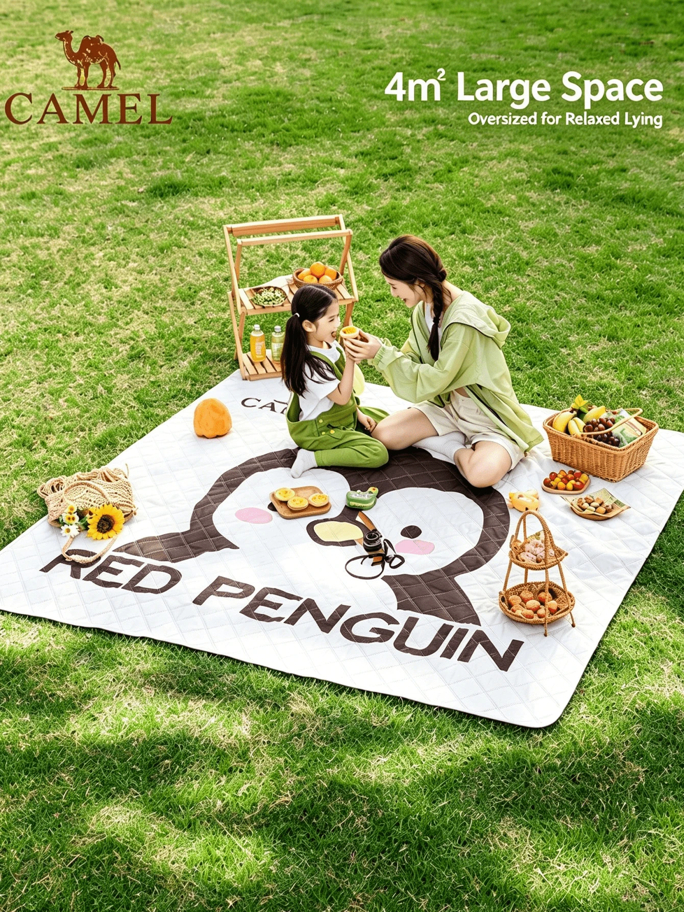 CAMEL CROWN Portable Foldable Beach Mat, Waterproof Sand-Proof Moisture-Proof Outdoor Picnic Mat, Suitable For Spring/Autumn Outings, Grass And Beach Use - Off-white - View 1