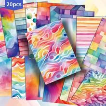 20pcs Heavy Color Watercolor Gradient Background Postcards - Junk Journal Paper, Classic Pin-Up Illustration, Collectible Decorative Painting Cards, Suitable For Scrapbooking And Handmade Crafts - View 7