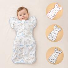 Yue Ye 1pc Baby Pure Cotton Printed Small Blanket, Zipper Design, Very Convenient, Comfortable And Soft Fabric, Baby's Halloween Gift - Multicolor - View 3