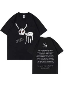 Gráfico de esqueleto de perro con ojos rojos simboliza la lucha interna y la perseverancia humana camiseta de hombre de doble cara - Blanco - Ver 1