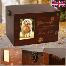 Wooden Pet Memorial Urn Box With Photo Frame, Keepsake Box For Cat And Dog Ashes - 預設 - 查看 6