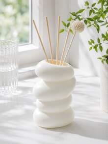 1pc Ins Cream 4-Layer Spiral Pebble Matte White Reed Diffuser Bottle, Abstract Stacked Stone Sculpture, Dual Use For Reed Sticks & Dried Florals, Soft Aroma Decor For Bedroom Nightstand Bathroom Sink Living Room Sideboard Airbnb - Four-egg Aromatherapy Bottle - View 9