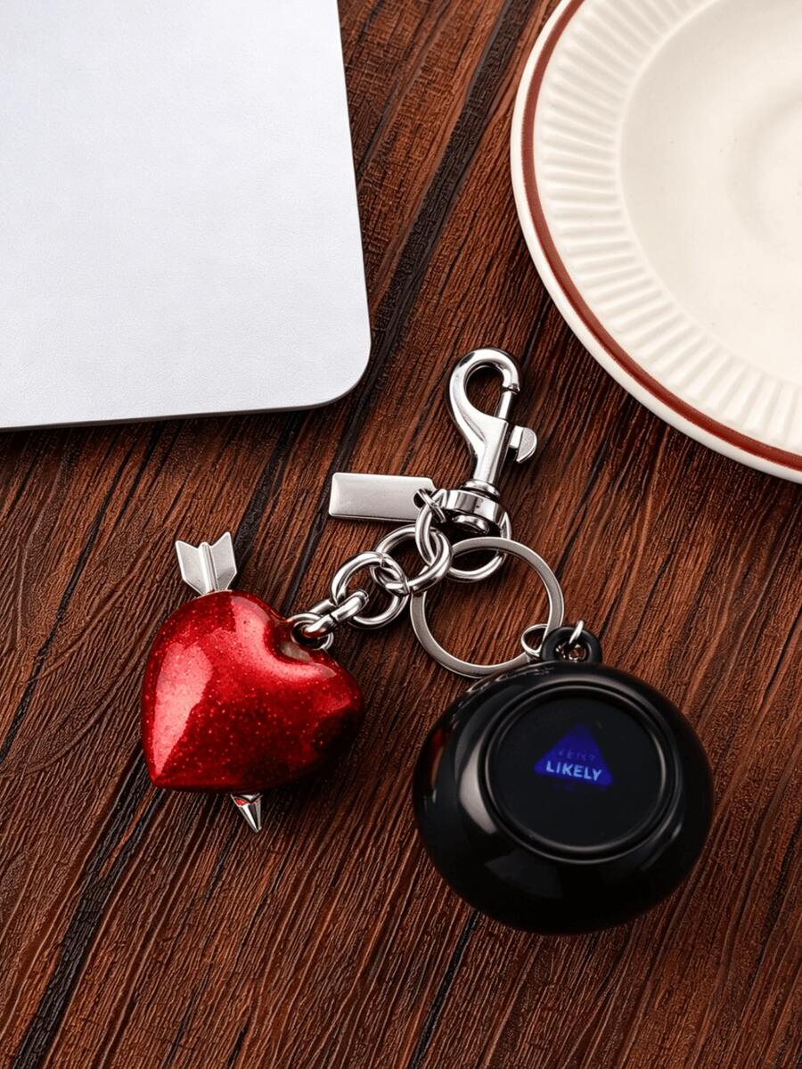 1pc Portable Magic Keychain Combination Heart Pendant Keychain, DIY Customizable Assembly Keychain, Relaxing Decision Maker, Durable Plastic Product, Creative Fun Valentine's Day Gift. Special Homecoming Keychain Black Magic Prophecy Ball, Magic Prop, Christmas Keychain, Car Accessories, Bag Accessories - Multicolor - View 1