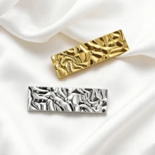 1/3pcs Luxury Geometric Rectangular Brooch, Vintage Hammered Texture Pin, Suit Coat Scarf Decorative Buckle, Minimalist Clothing Accessory - A - View 4