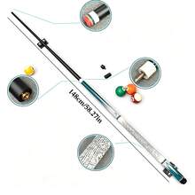 1pc 148cm American Billiard Cue, Medium Leather Tip, Cyan Geometric Print Non-Slip Texture Grip, Carbon Fiber Shaft, Adjustable Weight, Suitable For Home And Club Practice - Blue - View 1