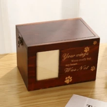 Wooden Pet Memorial Urn Box With Photo Frame, Keepsake Box For Cat And Dog Ashes - 預設 - 查看 9