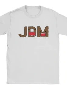 Letras JDM con rostros divertidos y bocas rojas sonrientes camiseta de mujer moderna casual blanca cómoda - Blanco - Ver 1