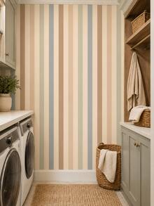 Soft Macaron Color Striped Self-Adhesive Wallpaper, Removable, 4 Colors Available, 17.72*118.11 Inches, Bedroom Living Room Decor - Multicolor - View 6