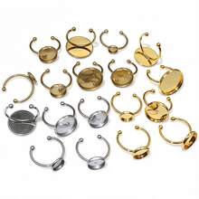 10pcs Stainless Steel Gold Color Adjustable Ring Settings Fit 6-25mm Glass Cabochon Blank Base Tray DIY Jewelry Making Accessories - Ring Blank Base - View 5