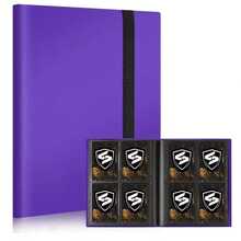 Album de collection de cartes à jouer à 9 pochettes - Porte-cartes à chargement latéral convenant aux cartes de baseball, football, MTG, TCG, sports et jeux - Reliure de collectionneur de cartes format standard - Pochettes de protection à 360 degrés - Rouge - Voir 18