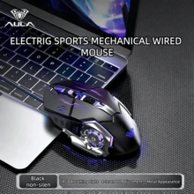 AULA Mouse Gaming, Laptop, Berkabel, Senyap, Mekanik, Makro Gaming, USB, Desktop, Pengaturan Pribadi, Pencahayaan, PC, Putih, Hitam - View 7