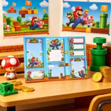 Miniso 1入-160張 Super Mario 生日兒童備忘錄日記本，Super Mario 撕頁式便利貼，生日禮物，自黏式備忘錄便箋，方便使用，適用於辦公室、學校、居家留言便箋，生日禮物撕頁式便利貼，Super Mario 角色愛好者的最佳禮物 - 橘色 - 查看 3